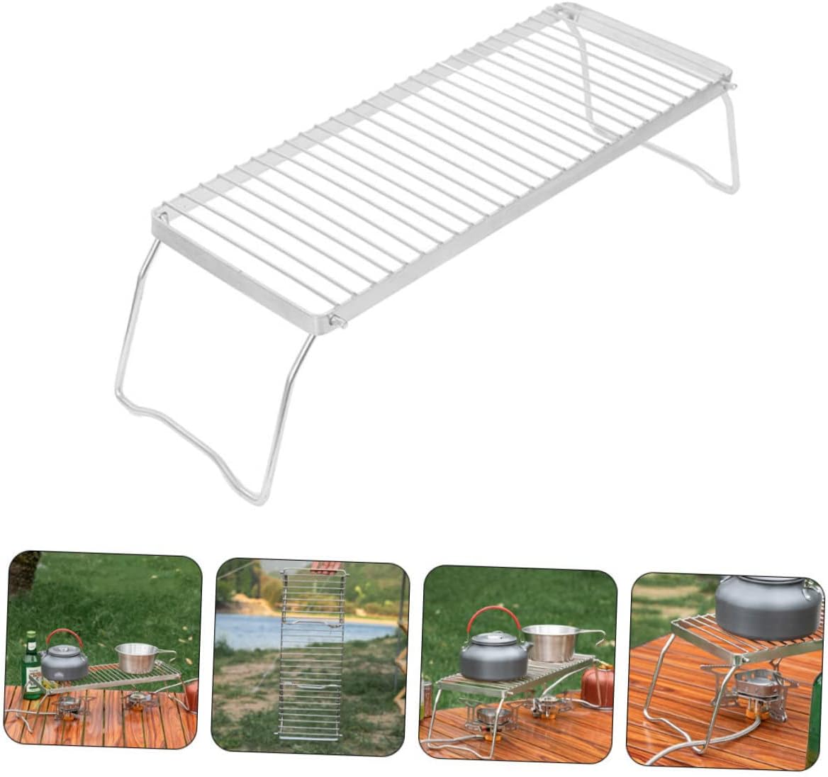 Outdoor Camping Barbecue Rack Pot Support Barbecue Wire Mesh Rack Camping Accessory Sturdy Frame