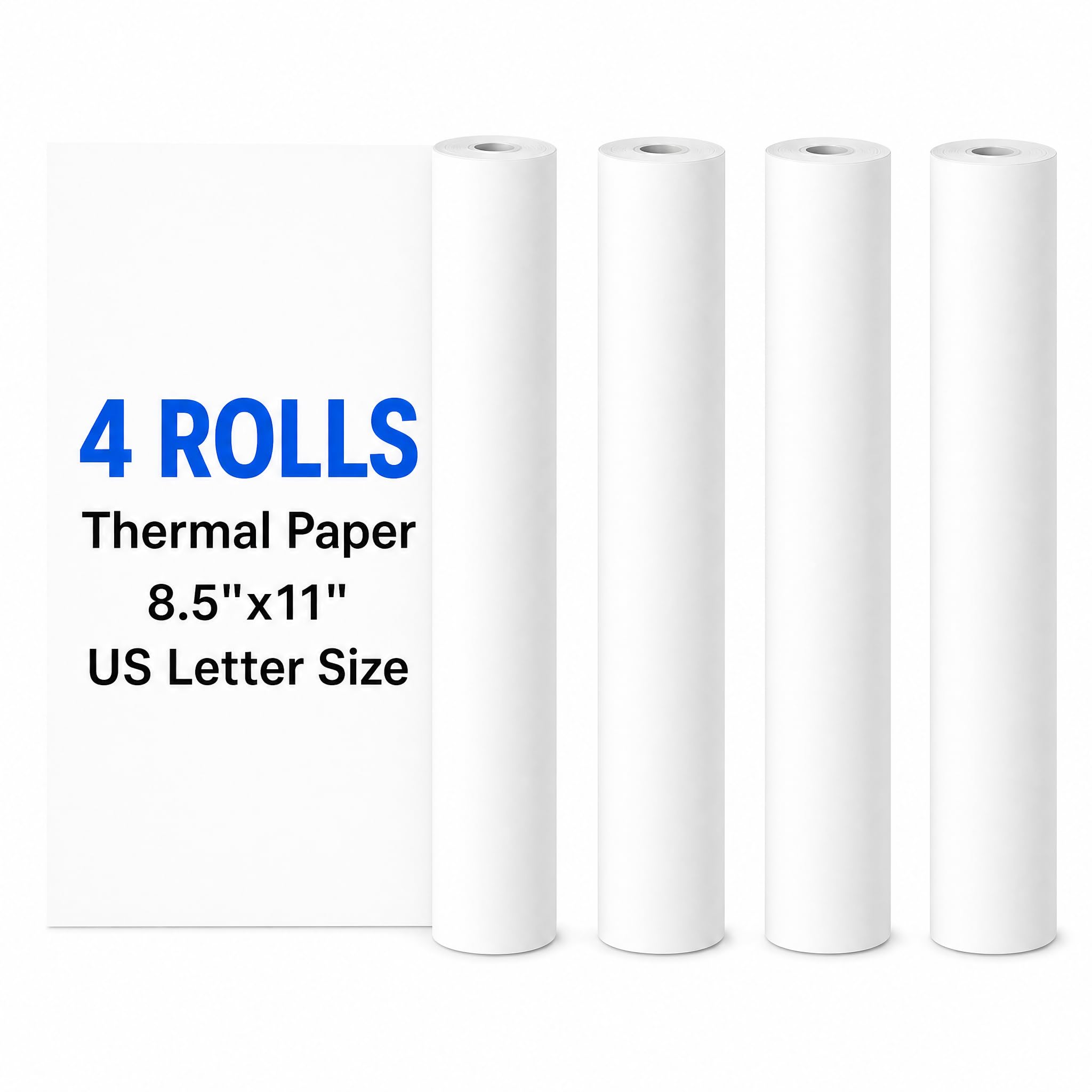 CyberPixel Thermal Printer Paper 4 Rolls (216mm x 279mm), A4 Size Thermal Paper Compatible with Most Portable Printers