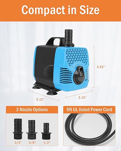 Miniatura 3 de FUMAK - Bombas de agua sumergibles de 1000 GPH (3800 LH, 55 W), bomba de agua para acuario con control de flujo para pecera, fuente, cascada,