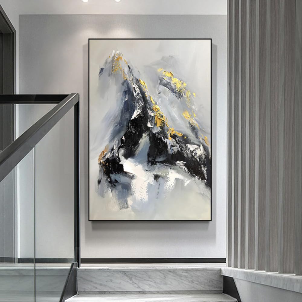 Peinture à l'huile faite à la main grande toile abstraite feuille d'or pour art mural maison