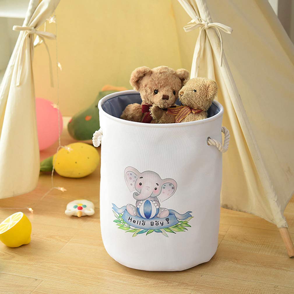 Grand Panier à Linge Repliable 55cm Éléphant - Paniers Rangement Enfants Coton Lin Étanche à La Poussière