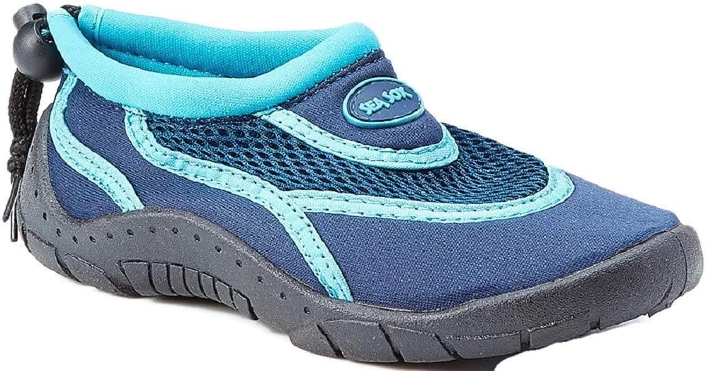 Children's Kids Water Shoes Aqua Socks Beach Pool Yoga Exercise Navy/Aqua Toddler 10