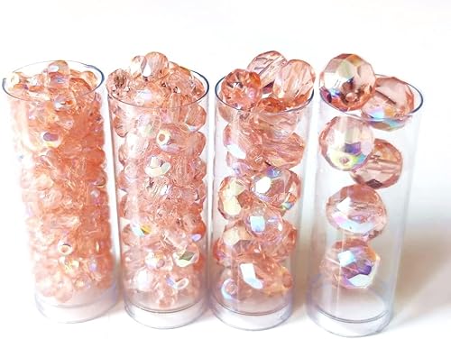 Miniatura 4 de Cuentas de cristal facetadas checas, pulidas al fuego, redondas de 0.118in, 0.157in, 0.236in, 0.315in. Rosaline AB. Un total de 275 piezas. Set 1CFP