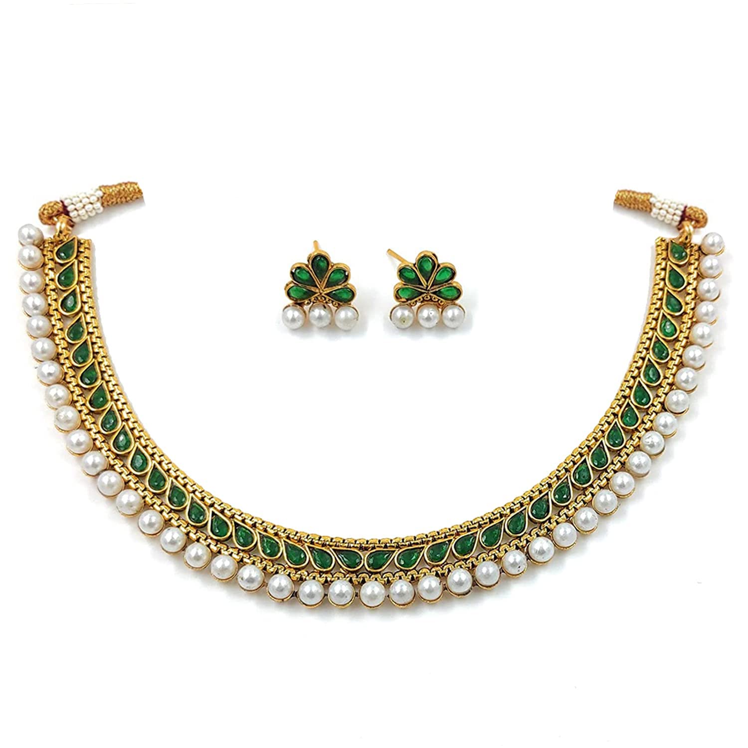 I Jewels Gold Plated Traditional Green Choker Necklace Jewellery Set For Women/Girls (MC120G) (B0BNTTL79Z) Amazon Price History, Amazon Price Tracker