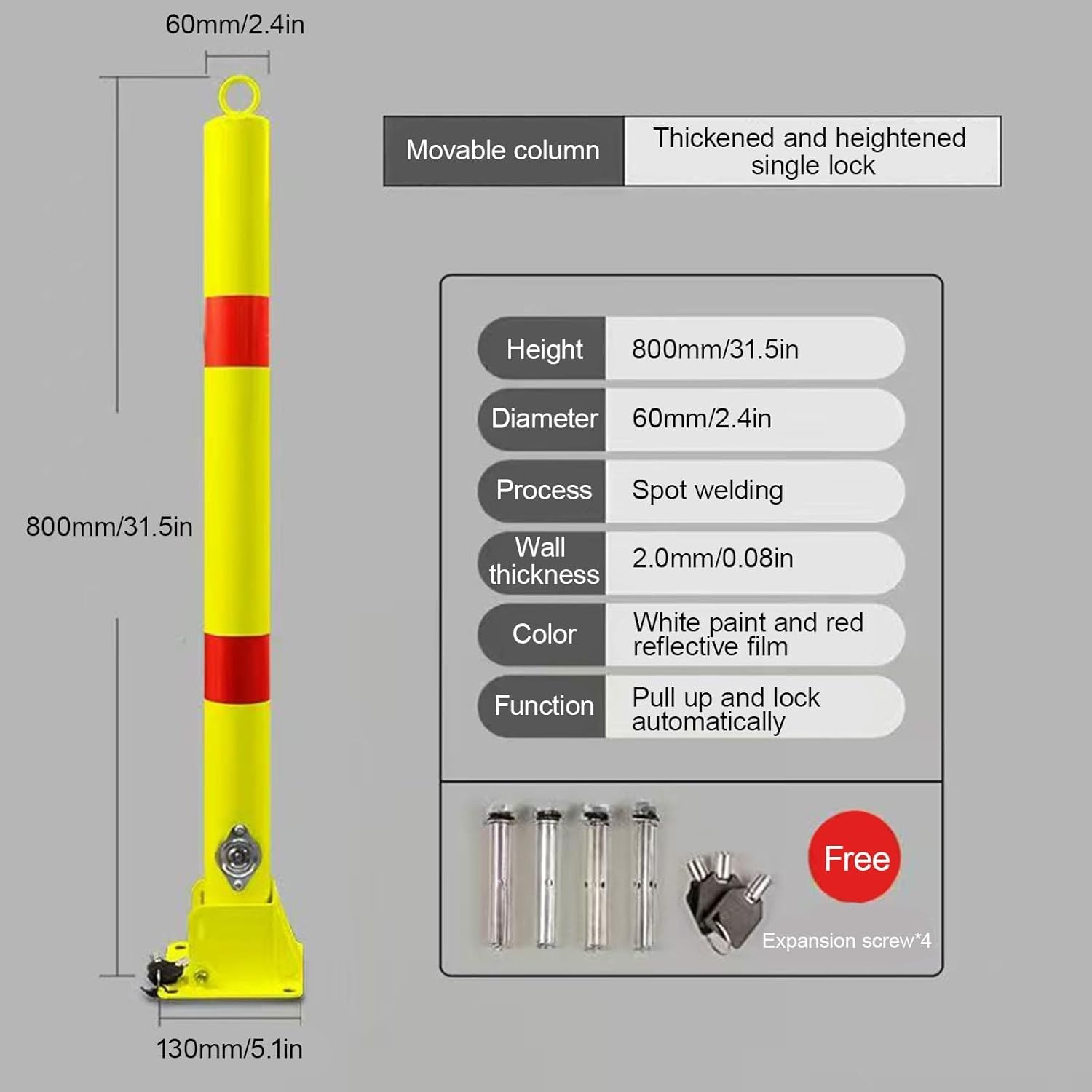 Borne de sécurité réfléchissante en métal - Balise de signalisation avec Anneau de Suspension - Lot de 2 - Idéale pour la Construction de parkings et de Routes (Noir)