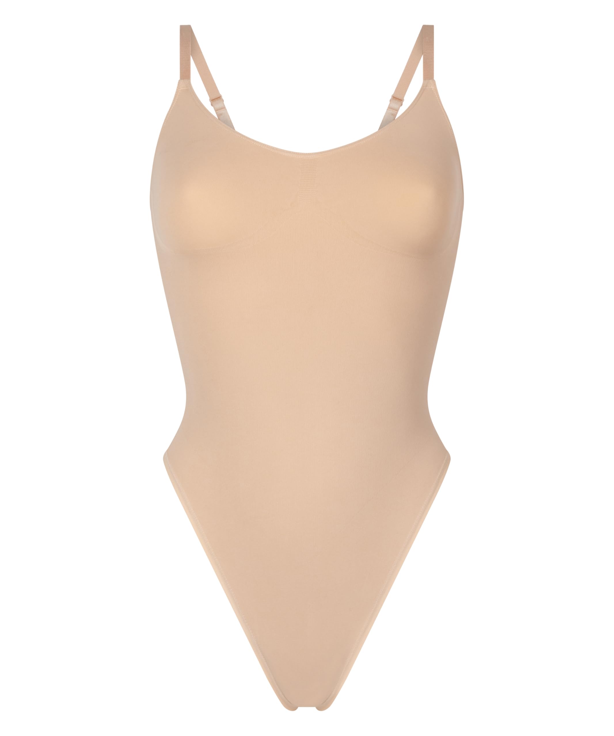 Nahtlos betonender Body mit hohem Beinausschnitt - rugby tan - M