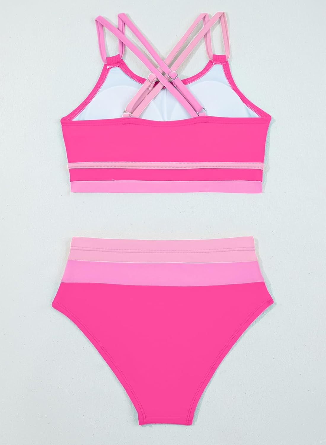 blibean Tween Girls Swimsuits 2 Piece Color Block Bikini Sets with Chest Pad Size 6-15 Years - Image 4