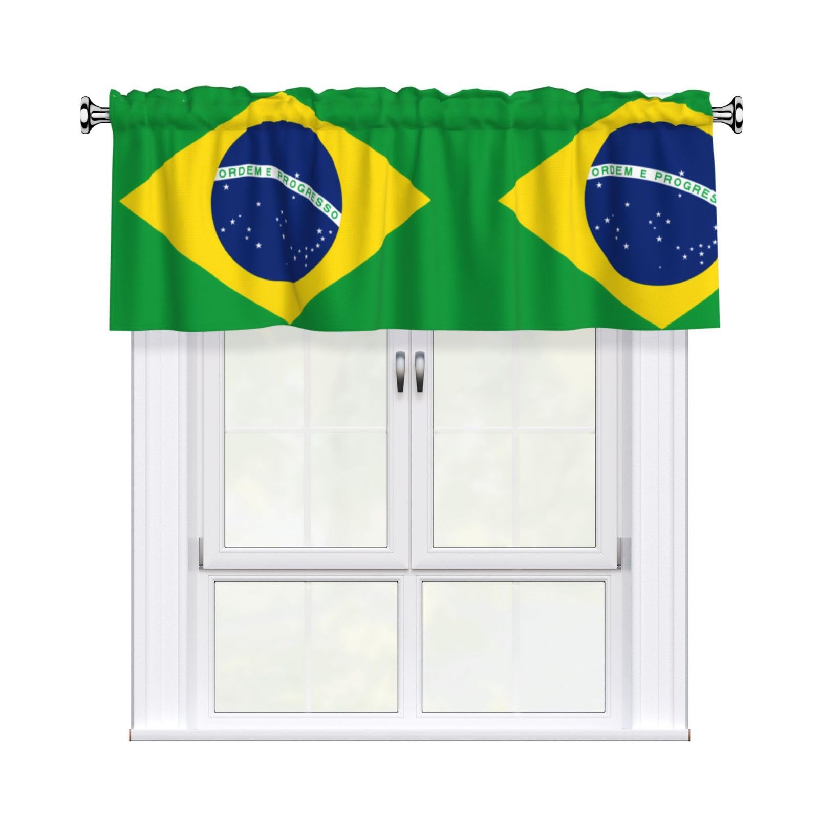 YYHHAOFA Brazilian flag Prints Durable Kitchen Window Layer – 54x18 Inch 100% Polyester Valance with Precision Construction