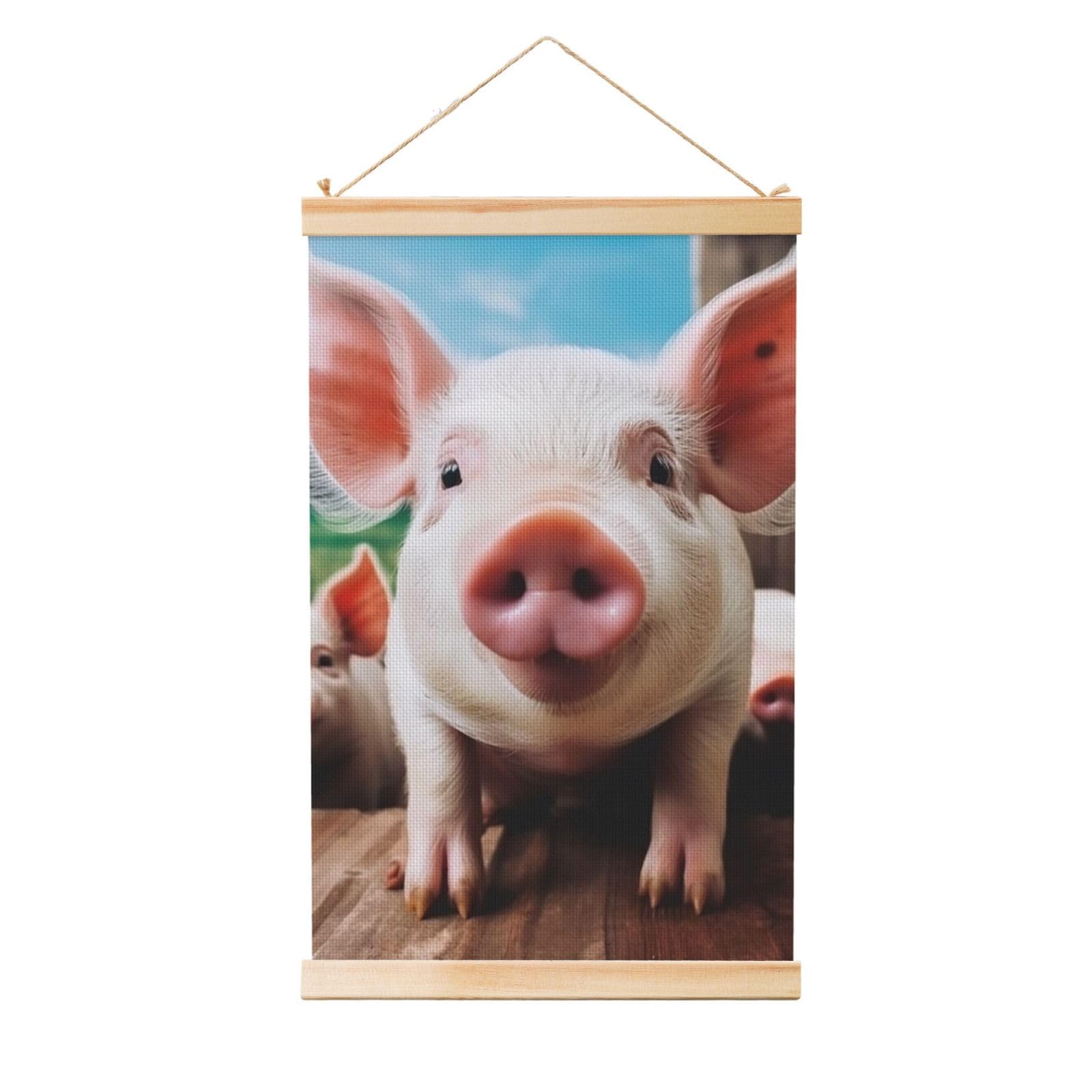 Smiling Posters Wooden Shaft Hanging Poster Canvas Prints Scroll Wall Art Painting Vintage Wall Banner Modern Artwork Decor for Home Decor Ready to Hang 12"x18"