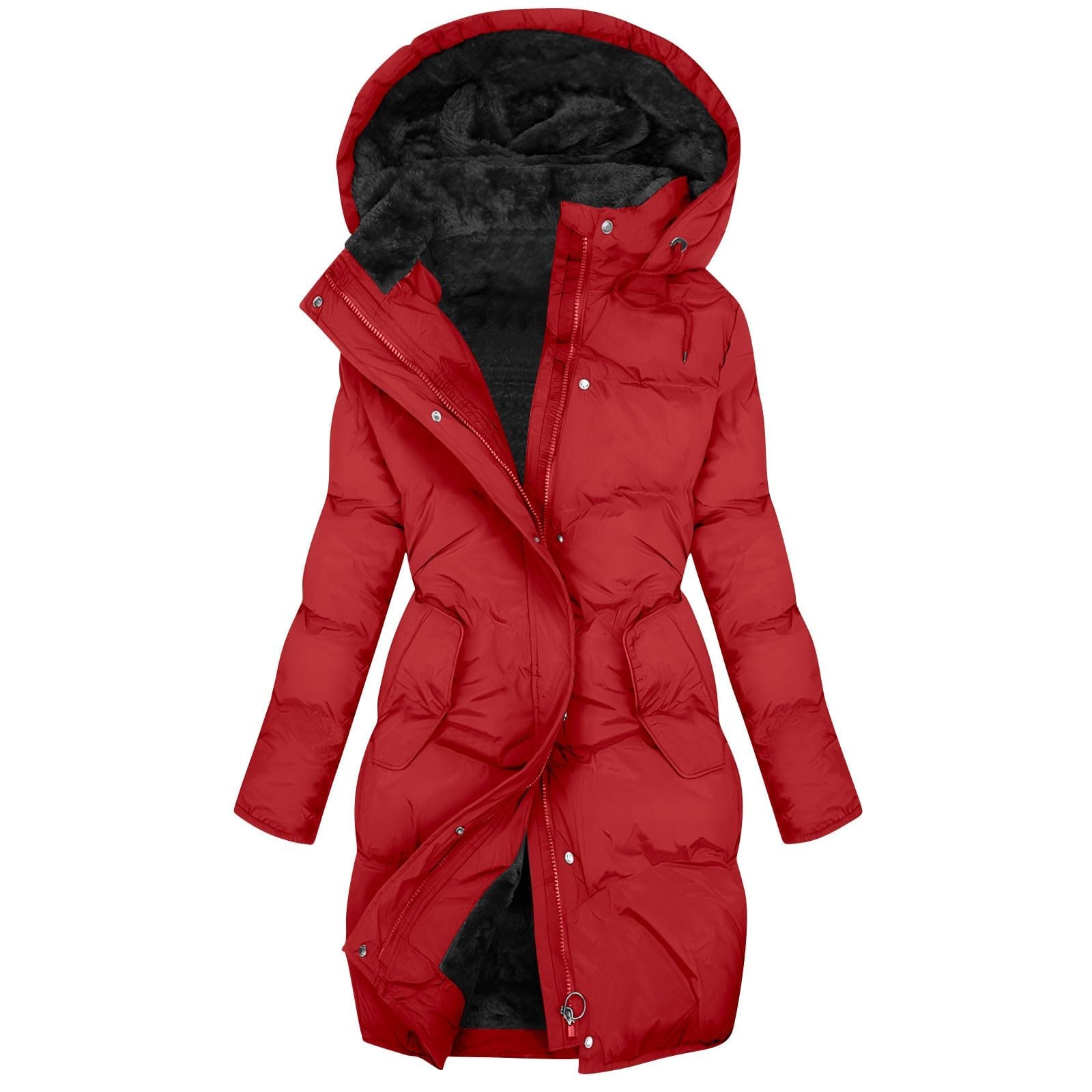 Canbebig Long Puffer Coat Women Hooded Quilted Jackets Zip Up Thicken Warm Long Winter Coats Waterproof Padded Outerwear