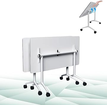 Conference Room Tables Folding Conference Table Modular Training Tables with Wheels, Modern Flip Top Table for Meeting Room 2Pcs 47.2in