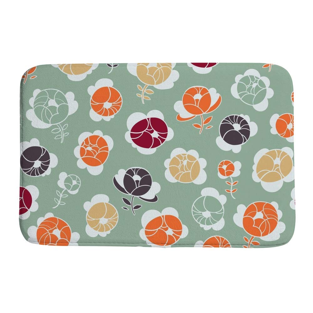 Tapis de bain antidérapant en velours corail fleuri 31x50,8 cm CHEHONG