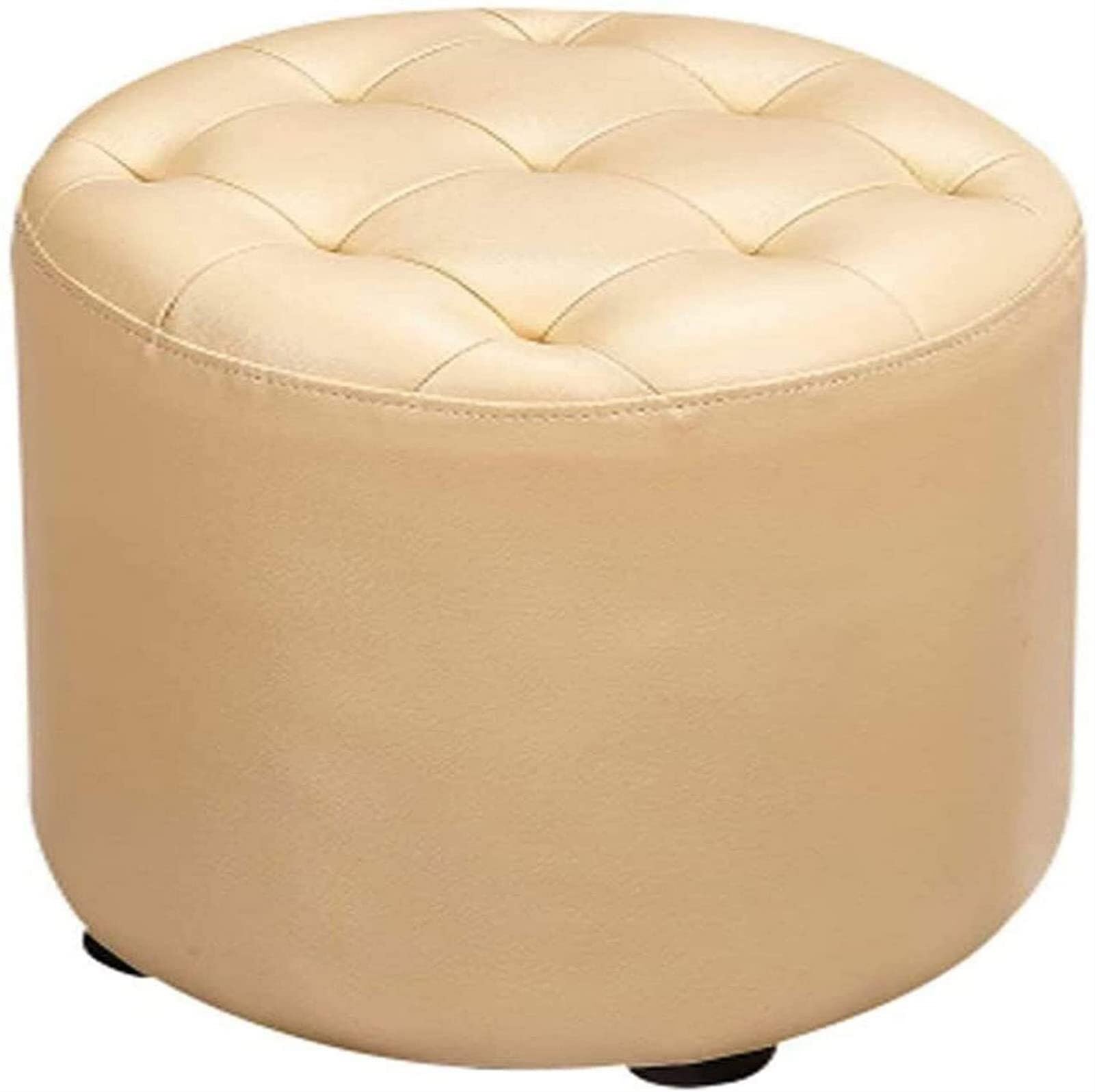 Repose-pieds pouf en similicuir avec siège rembourré et pieds bois