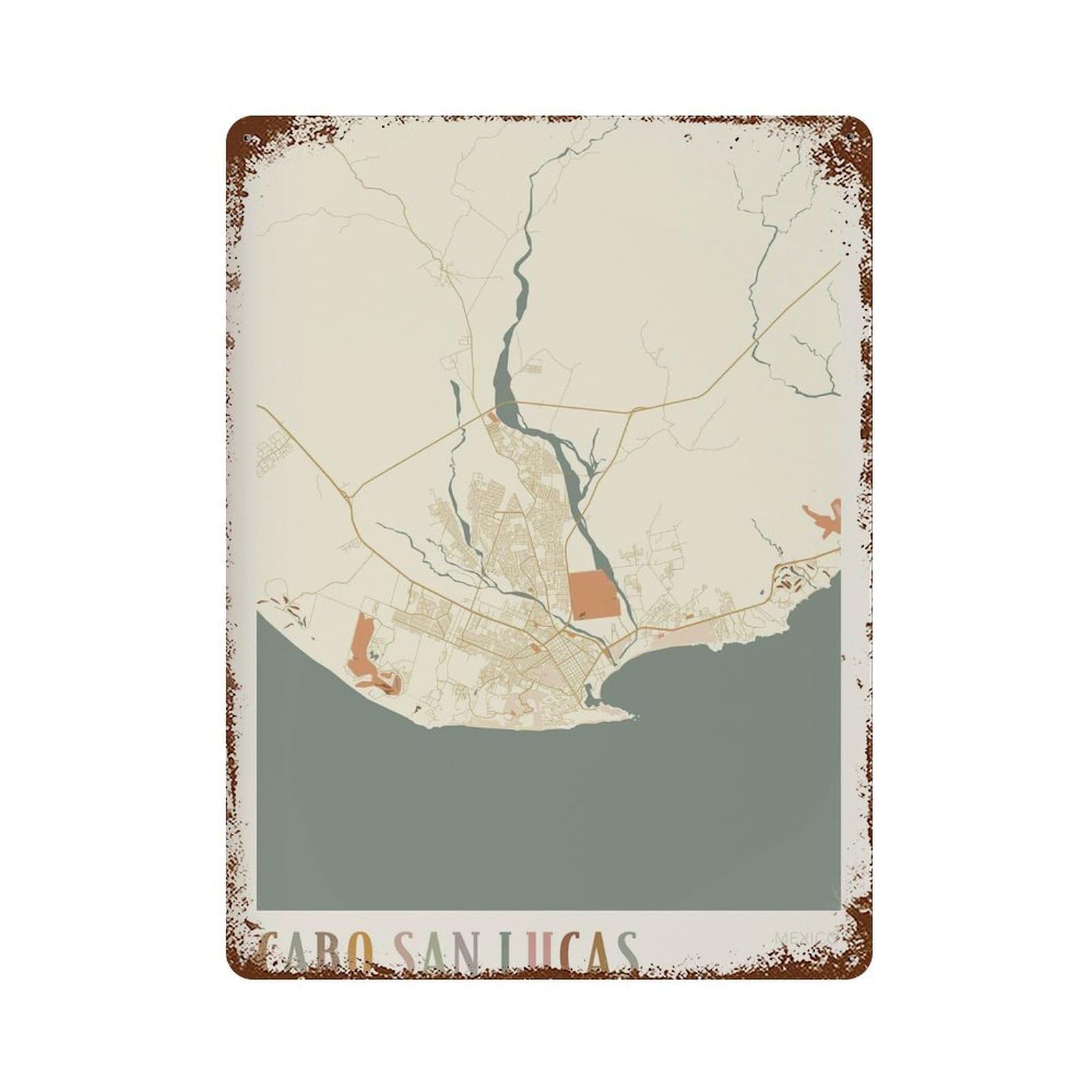 xiaoxiaoshen Cabo San Lucas Map Mexico Travel Gift Boho (2) Wall Decor Art Metal Tin Poster Modern Home Decor Art Home Bar Shop Decorations Vintage Sign 40x30cm