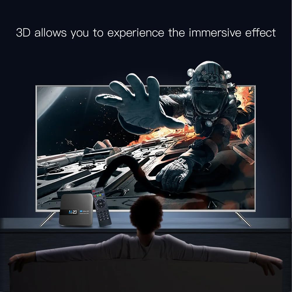 H20 2GB/16GB Décodeur Lecteur Multimédia de Diffusion en continu Android 10 Boîte TV 4K 3D HD 1080p avec Amlogic Quad-Core CPU RK3228A, WiFi,4K HD, H.265.