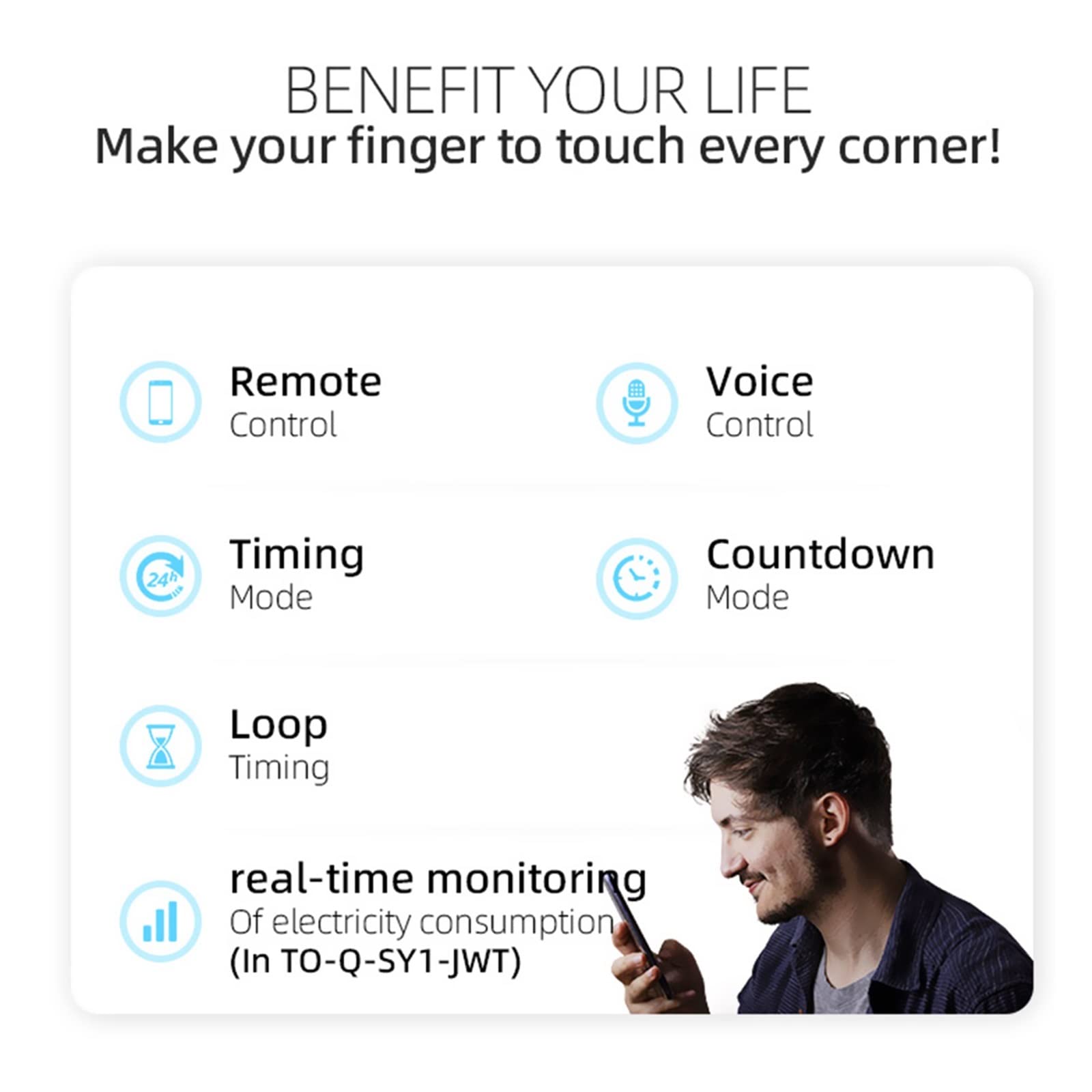 Medidor De Consumo Electrico, Interruptor disyuntor Inteligente Tuya con medición 63A1P DIN Rail Control Remoto Smart Home App Timer Module, Fácil de Instalar(White No metering,32A)
