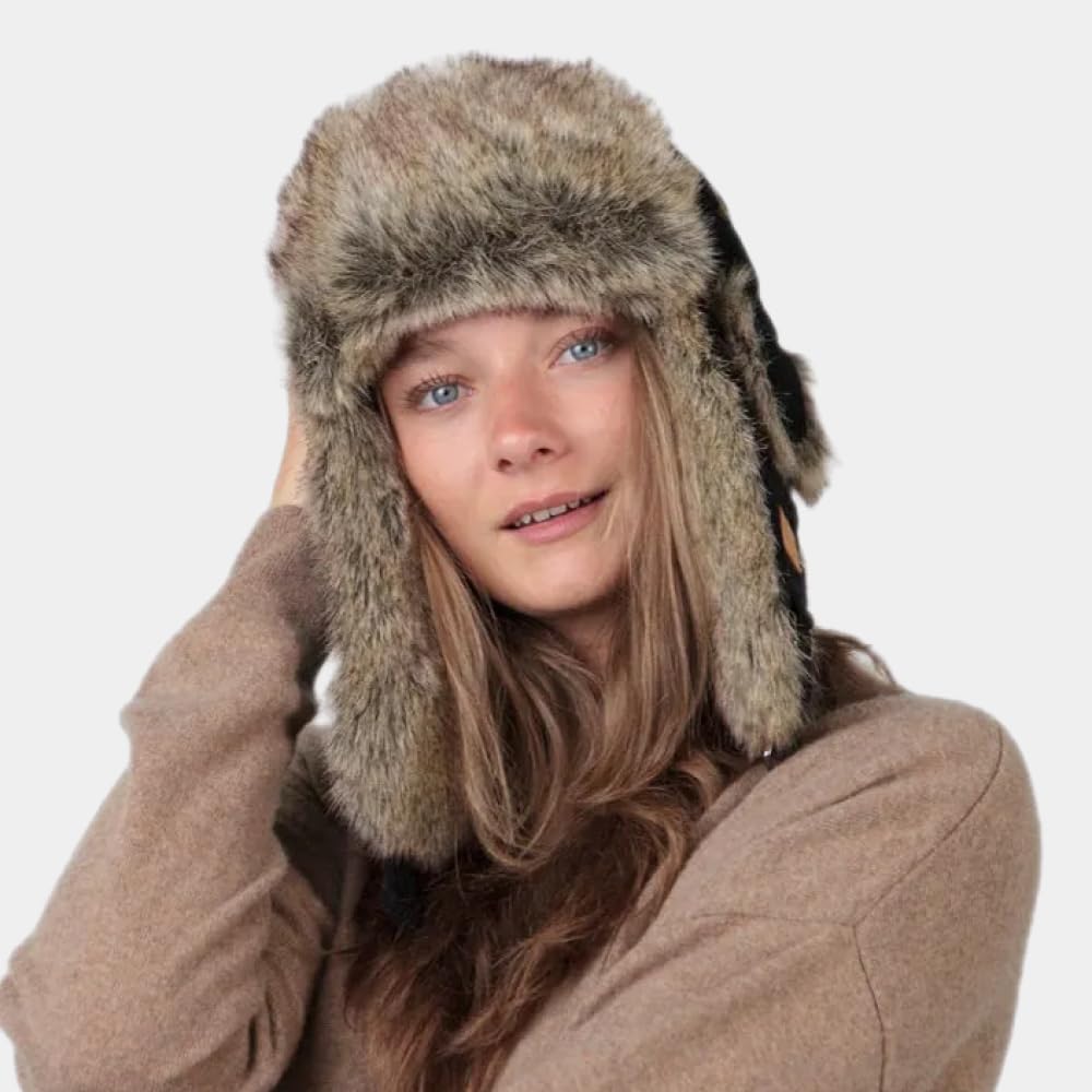 Barts Casquette d'aviateur Rib Bomber Bonnet d'hiver en Fourrure Tricot côtelé réglable Chaud
