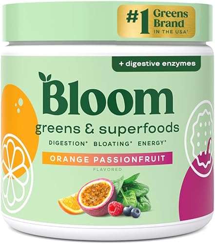 Bloom Nutrition - Greens and Superfoods x Mama Karls, alimentos verdes en polvo, enzimas digestivas, probióticos, espirulina, clorela para hinchazón