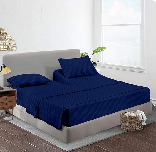 Miniatura 10 de Sábanas Flex Top King para dormir de 34 pulgadas, con parte superior dividida, 100% algodón egipcio de 800 hilos, sábanas ajustables (4 piezas) con