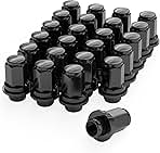 Richeer 24Pcs M12x1.5 OEM Factory Style Black Lug Nuts for Tacoma, 4Runner, FJ Cruiser, GX460, GX470, Mag Washer Style, 1.85 inch Tall - 13/16