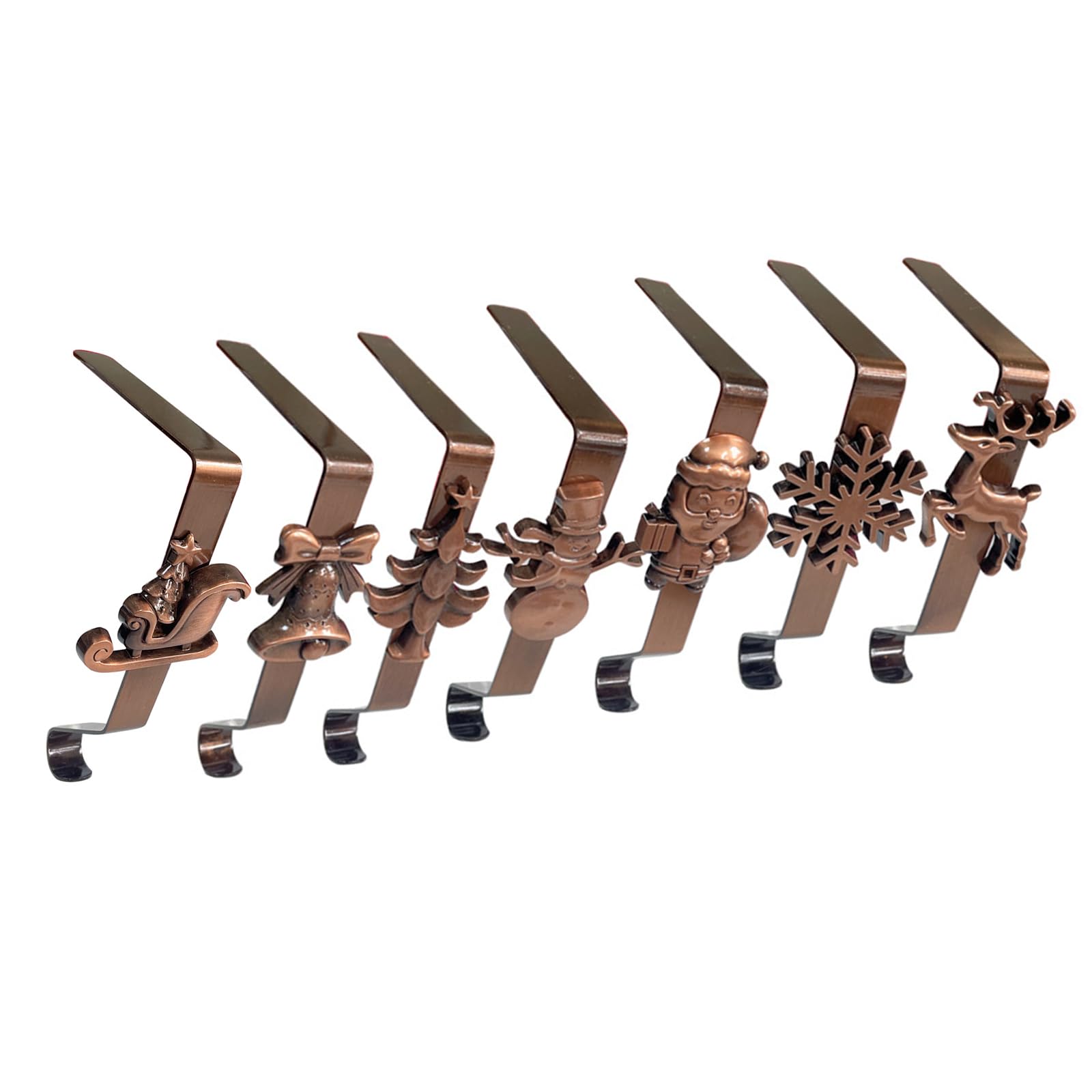 Msioytog Christmas Place Shelf Hook Set Includes 7 Decorative Iron Hangers Without Slip Base for Place Stocking Display Stocking Holders Iron