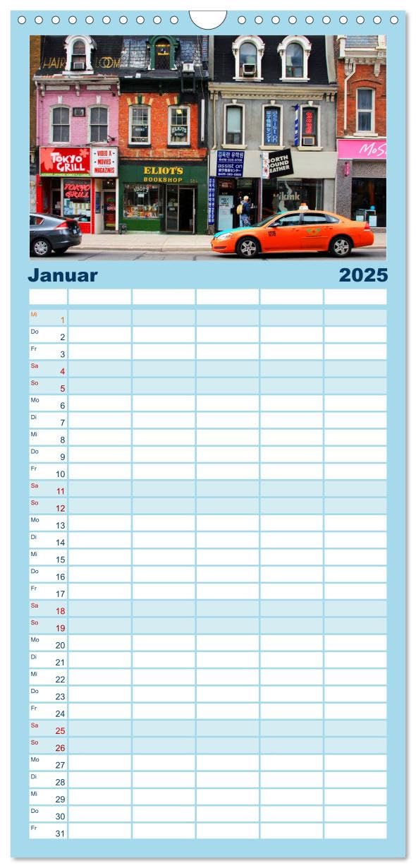 Familienplaner 2025 - Provinzhauptstadt Toronto mit 5 Spalten (Wandkalender, 21 cm x 45 cm), CALVENDO: Stadt am Ontariosee (CALVENDO Orte)