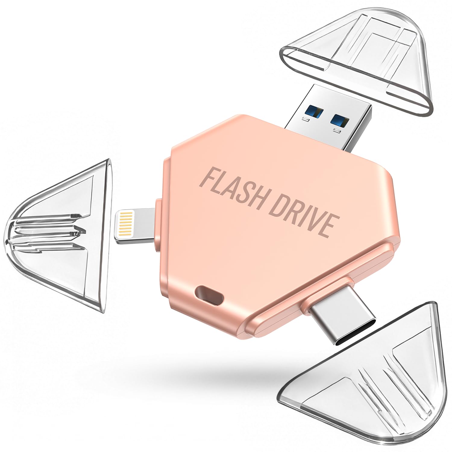 Photo 1 of Cixepz 512GB MFi Certified Flash Drive for iPhone, Lightning/Type-C/USB-A, Pink