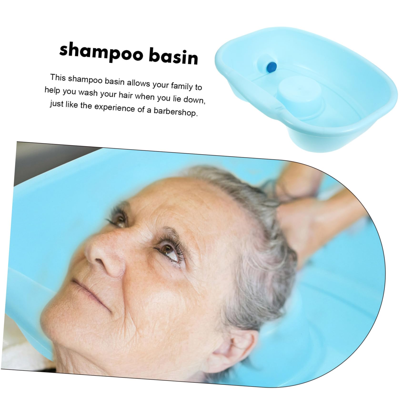 Lavandino Per Shampoo Portatile Ergonomico Bordo Curvo, Ciotola Per Lavaggio Chioma a Letto Per Anziani, Disabili e Donne in Gravidanza, Lavabo Plastica Sicura Per Uso Domestico