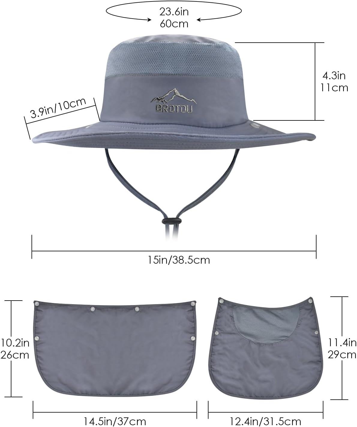 BROTOU Sun Cap Fishing Hats, UPF 50+ Wide Brim Outdoor Protection Hat, Sun Hat with Face & Neck Flap Cover for Men and Women - Image 6