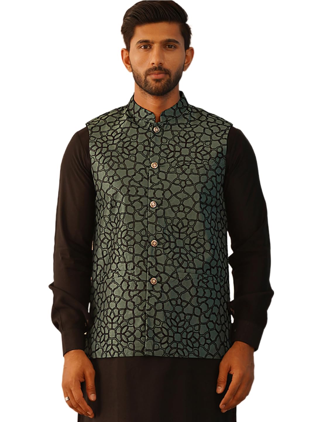 jompers Men's Embroidered Silk Blend Nehru Jacket.-picture-36