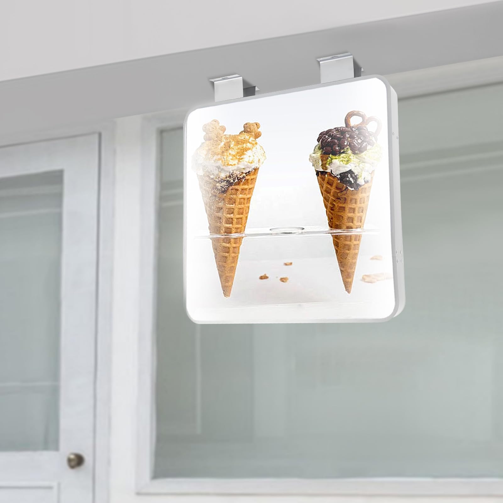 Doppelseitiger LED-Leuchtkasten 60x60cm – 1600lm, IP65 Wasserdicht, 10000K, Lichtwerbung Schild mit Stromanschluss – Lichtbox Werbung für Außenbereich Geschäft Laden Wandmontage