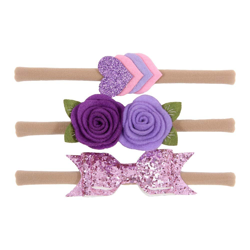 MOMISY Headbands Flowers Soft Synthetic Hairbands for Baby Girls, Infants and Toddlers, Pack of 3 - Multicolor-image-8