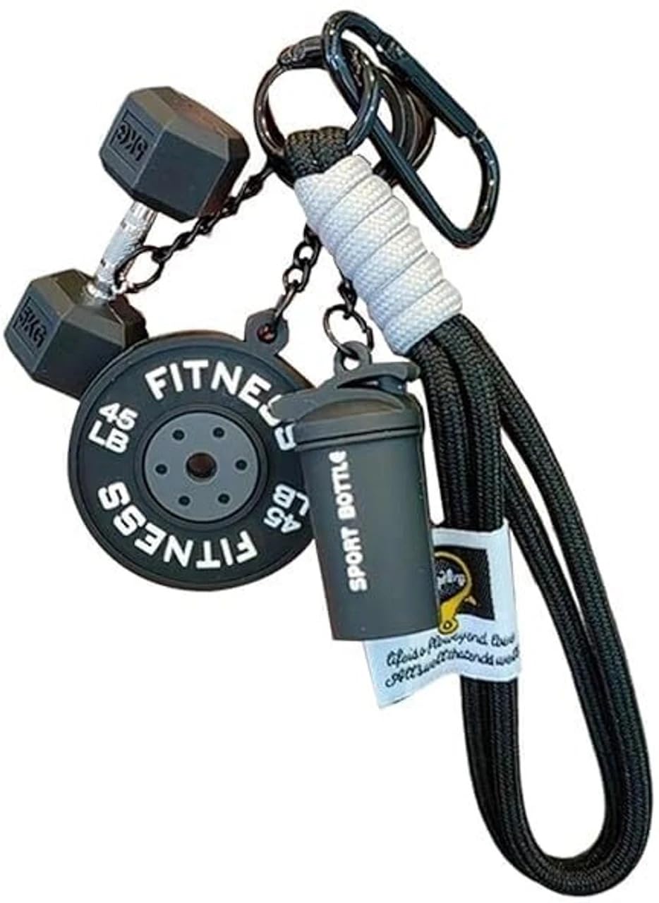 Gym Dumbbell Keychain with Sport Bottle Charm, Workout Key Ring for Keys and Bags, Fitness Theme Accessory, Mini Exercise Gift Key Holder for Gym Lovers, Athletes and Sports Enthusiasts-image-15