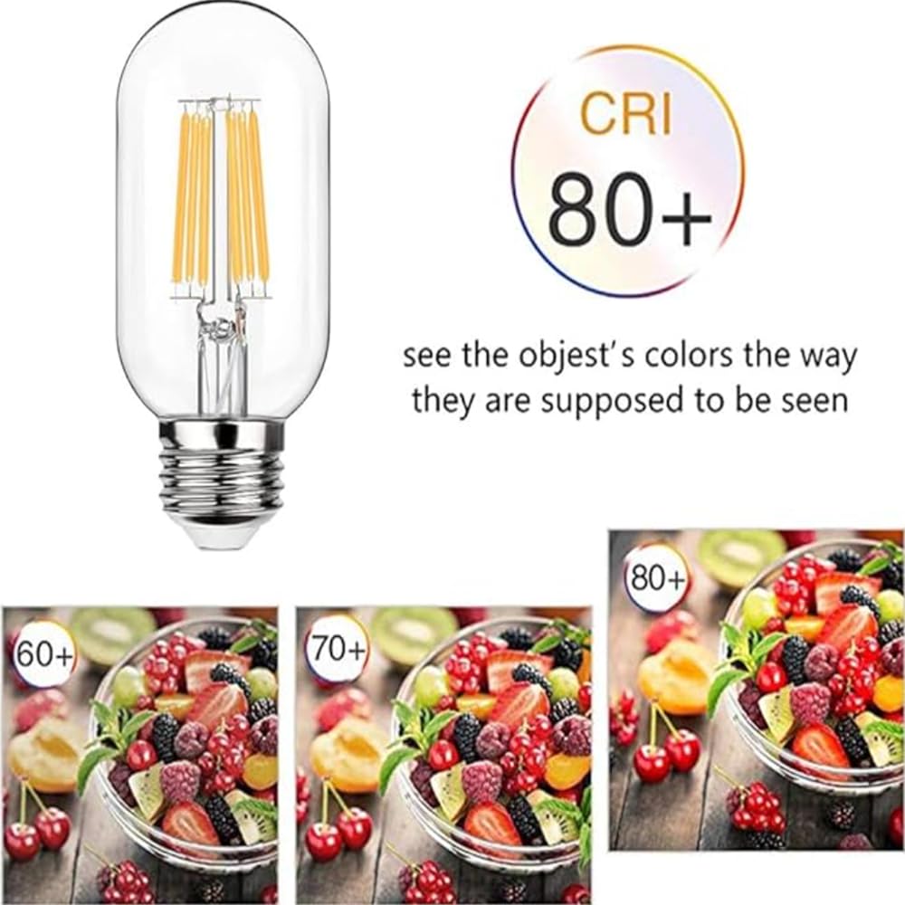 6Szt E27 Żarówka LED T45 Żarówki Rurkowe LED T45 Wkręt 2W 4W 6W 8W Żarówka Vintage Ciepła Biel 2700K Żarówka LED Kąt Wiązki 360° Przezroczysty Żarnik Bez Możliwości Ściemniania,6W