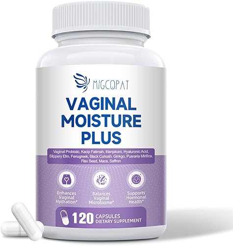 Probióticos vaginales para mujeres, cápsulas de humedad vaginal, cápsulas a base de plantas con olmo resbaladizo, fenogreco y fatiga kacip, apoyan