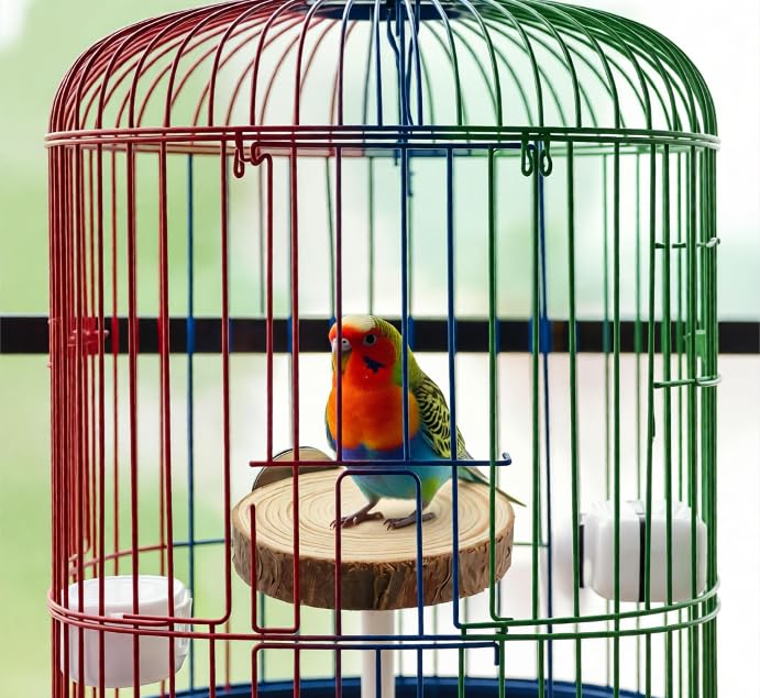 Wood Bird Perch Stand for Cage, Natural Round Wooden Parrot Platform Bird Perch Bird Toy for Canary Parakeet Cockatiel Parrot Budgie Sparrow (2 Pcs, 3.3inch & 2.7inch) - image 5