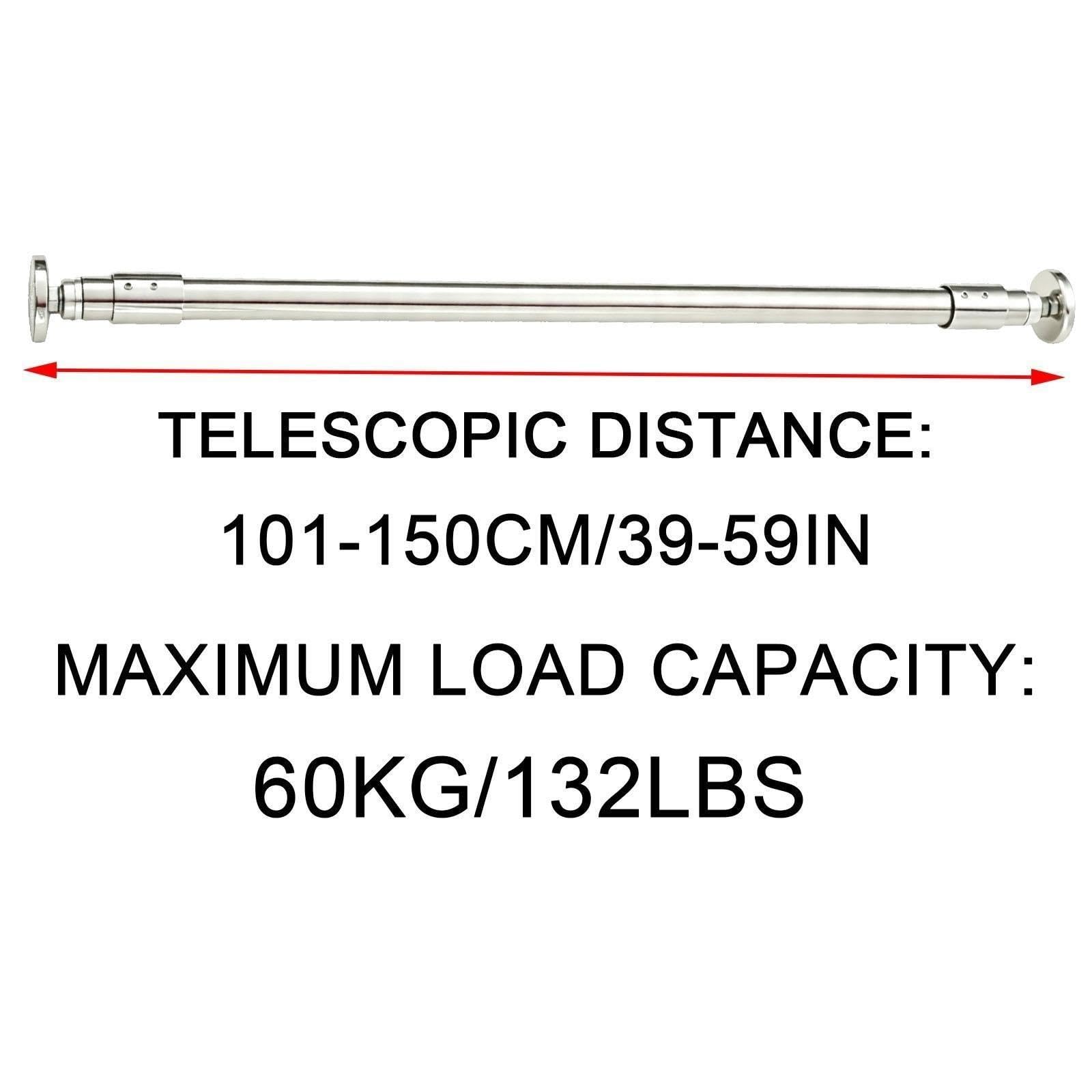 Curtain Tension Rod Retractable 24-87in, Shower Curtain Pole