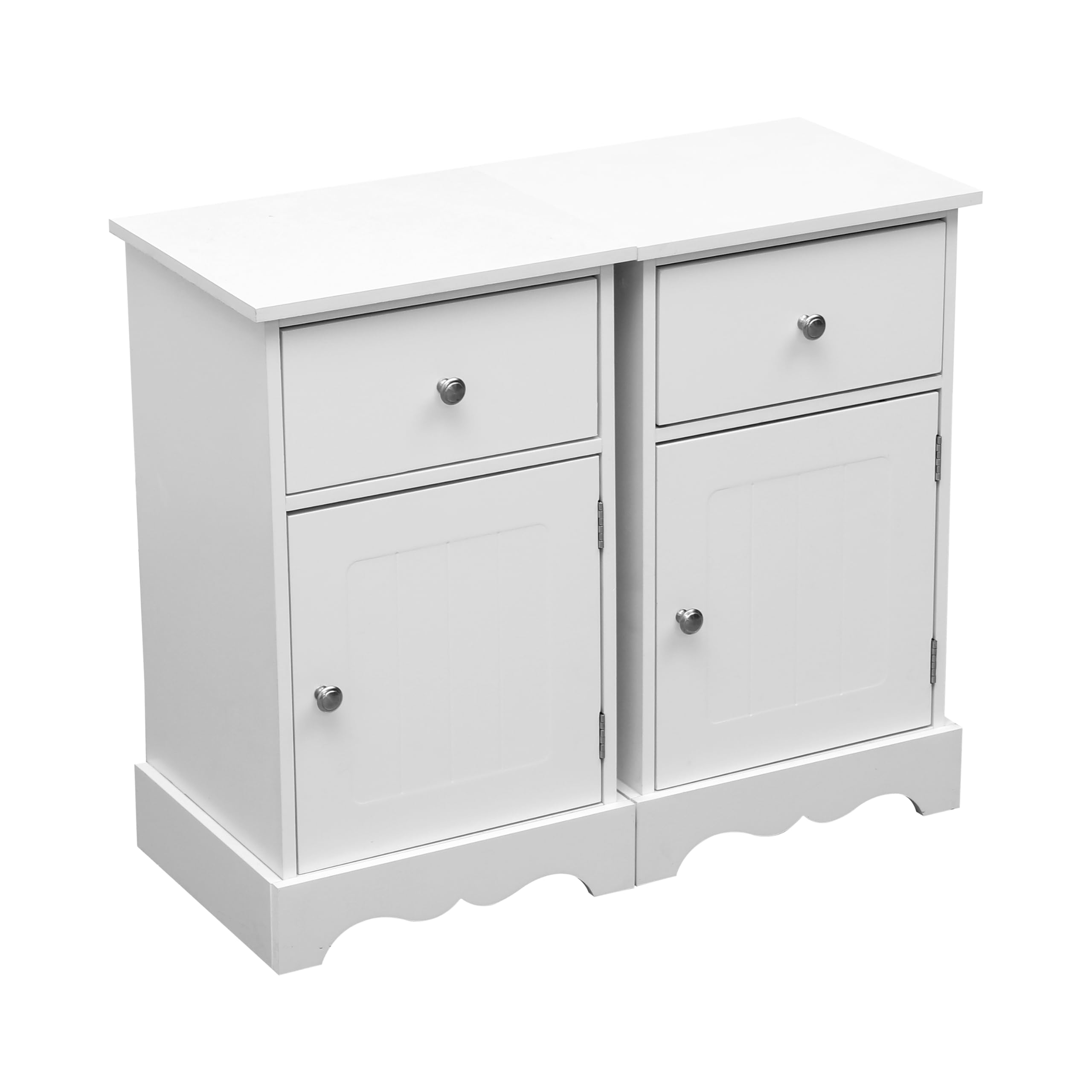 Kingwudo® White or Grey Bedside Tables Lamp Tables End Tables Nightsand with 1 Door and 1 Drawer Storage Unit for Small Space Living Room Bedroom Single or Double (White - Double)