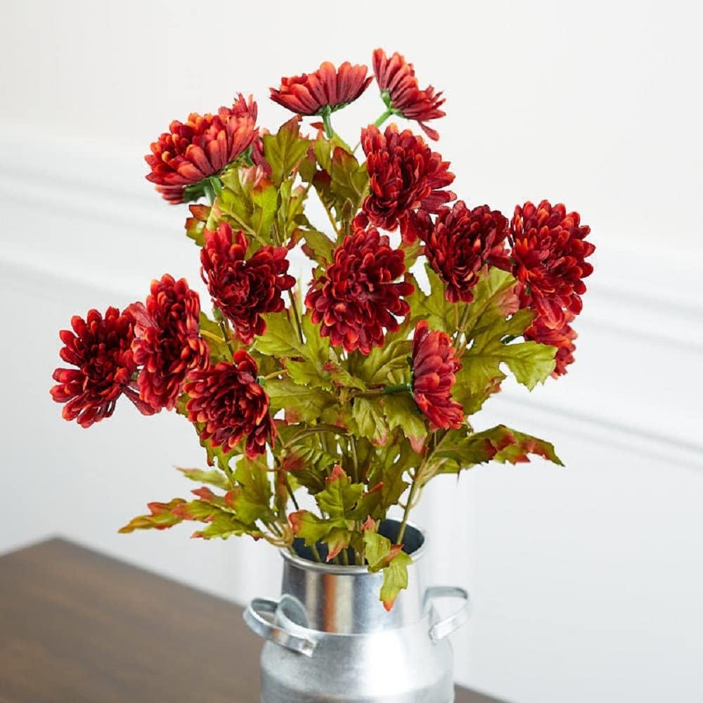Factory Direct Craft Rust Artificial Mini Mum Bouquet for Fall Florals and Harvest Arrangements | 16" H