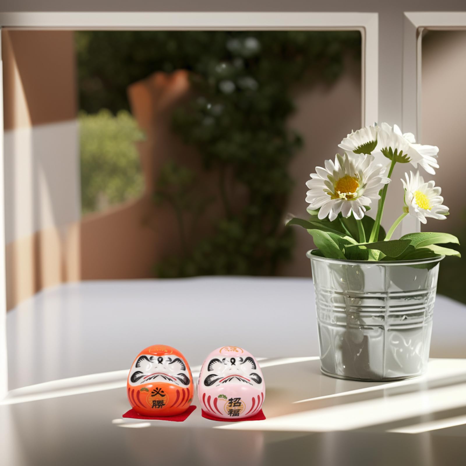 Zerodeko MuñEca Japonesa De Porcelana Mini Zen Figura Tradicional para DecoracióN del Hogar Y Auto Amuleto De Buena Suerte Riqueza Y Seguridad 4.8 x 4.5 x 4.5cm