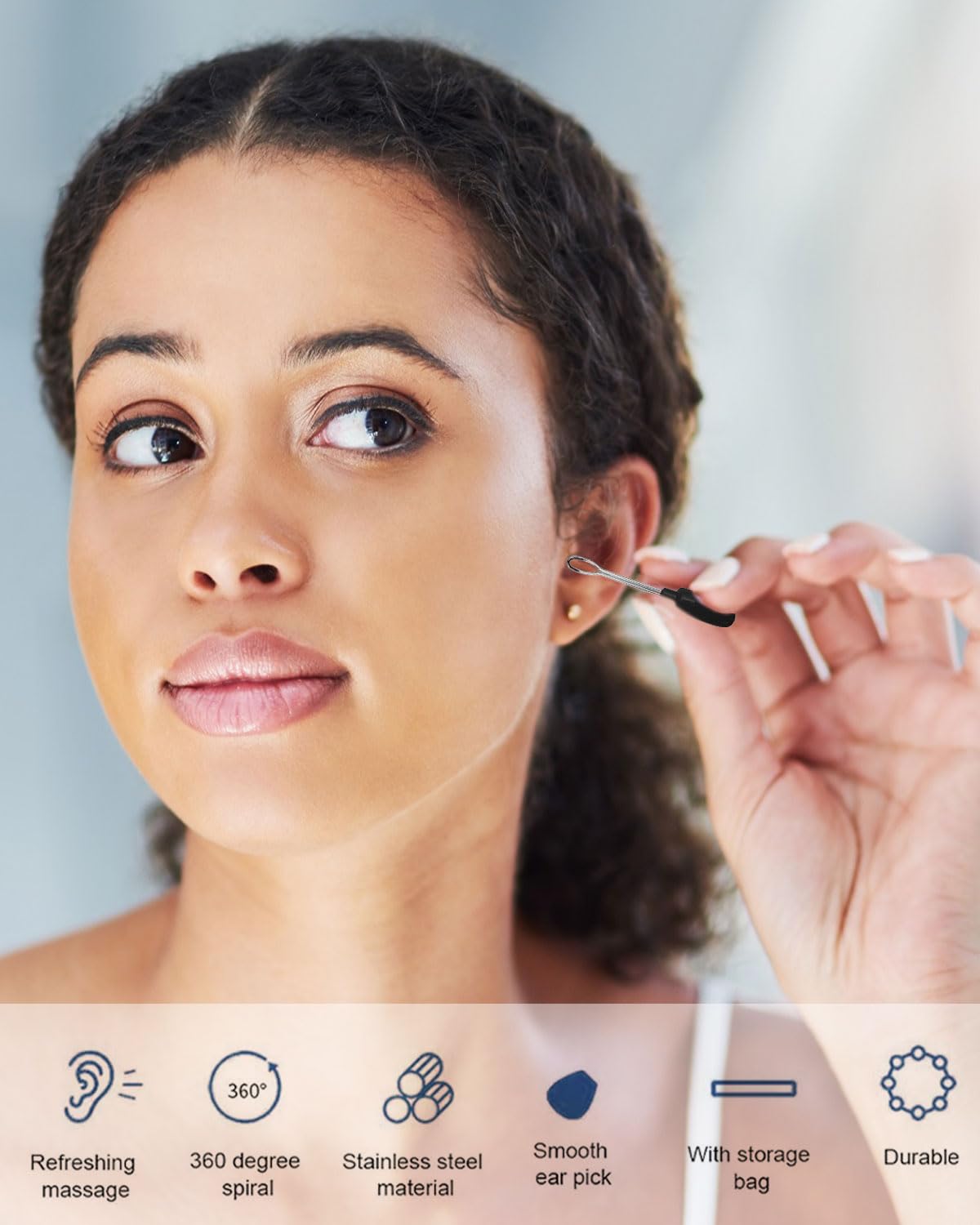 5Pcs Professionale Rimuovi cerume Di acciaio inossidabile- Strumento Curette Orecchie A Rimuovere l'irrigazione Dell'orecchio, Detergente per Orecchie Igienico Riutilizzabile per Adulti
