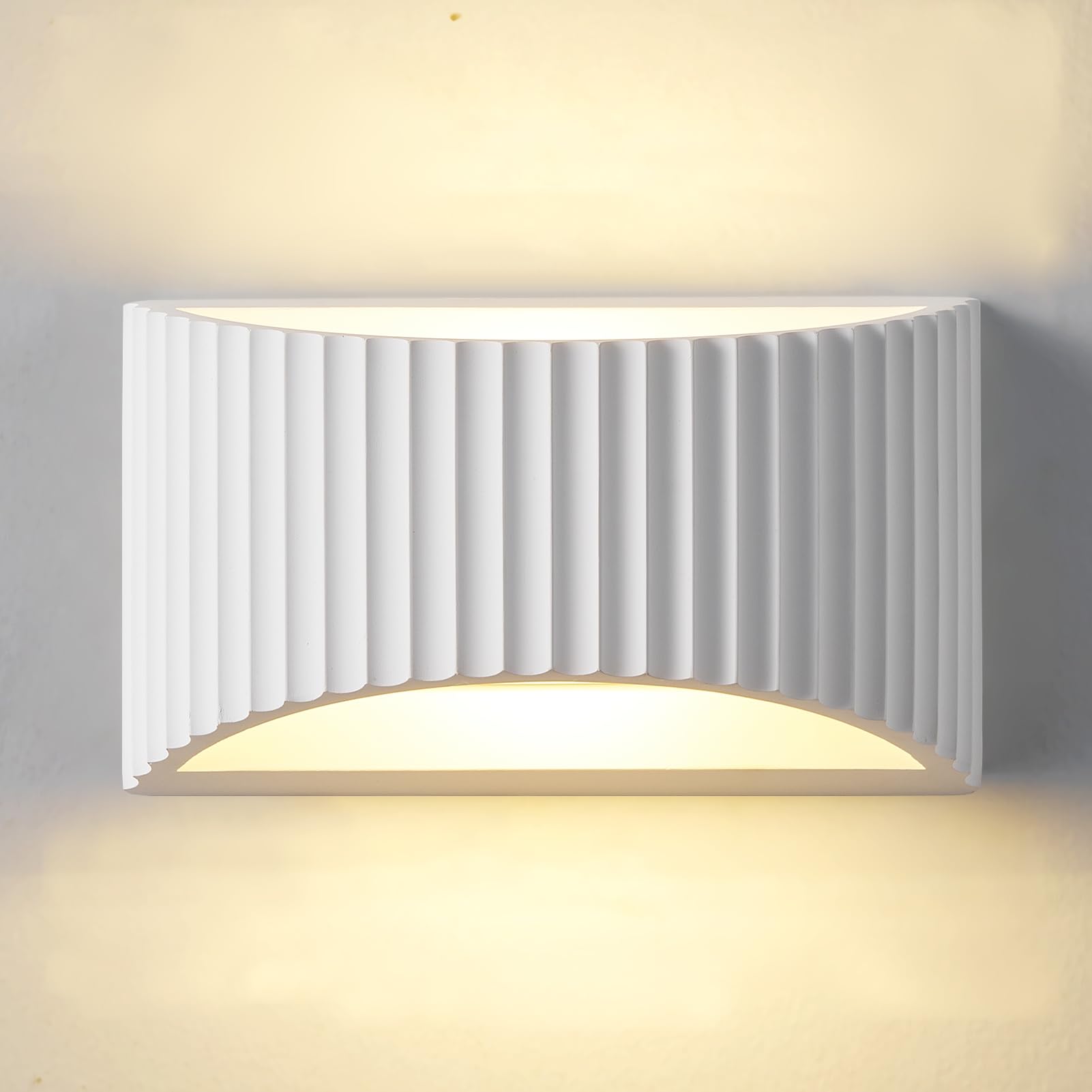 Harper Living White Modern Wall Light, Wave Pattern Shade, G9 Type Up & Down Wall Lamp In