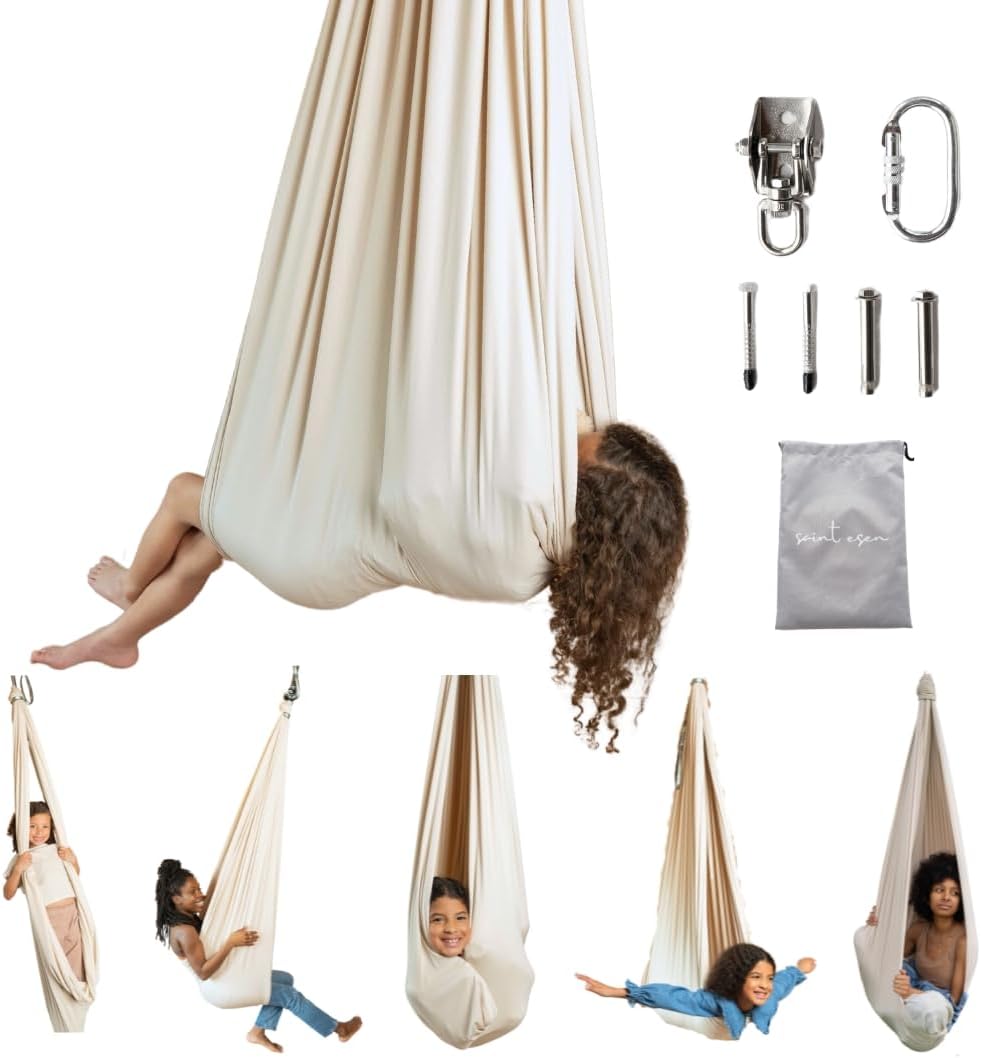 Saint Esen’s Sensory Swing – Indoor & Outdoor Compression Therapy Swing with 360° Swivel Hardware, Double-Layer Ceiling Swing for Kids and Adults with Autism – Up to 200 Lbs Saint Esen’s Sensory Swing – Indoor & Outdoor Compression Therapy Swing with 360° Swivel Hardware, Double-Layer Ceiling Swing for Kids and Adults with Autism – Up to 200 Lbs