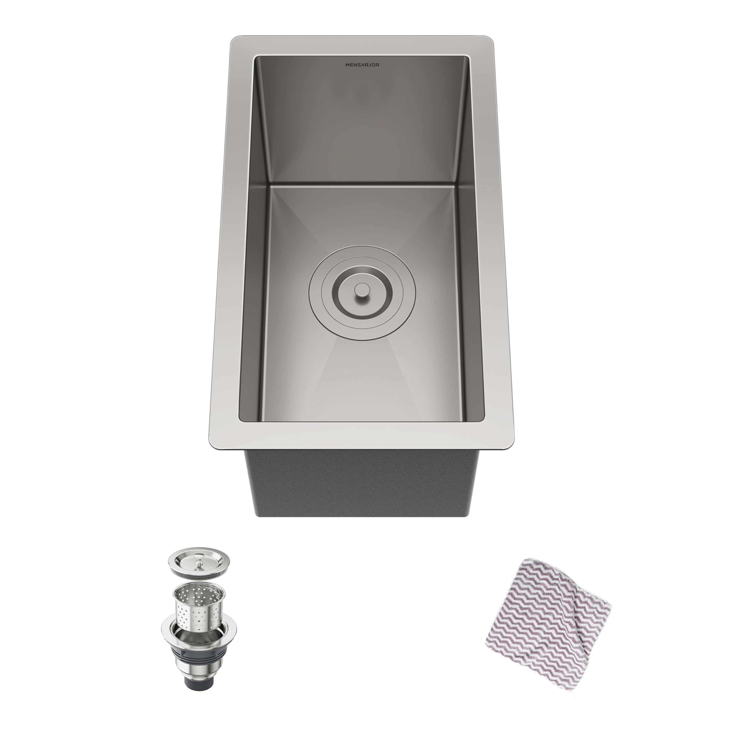 MENSARJOR Bar Sink, 10 x 17 inch Undermount Kitchen Sink, 16 Gauge Stainless Steel Sink, Handmade for Kitchen Sink, Bar Sink, or Outdoor Sink