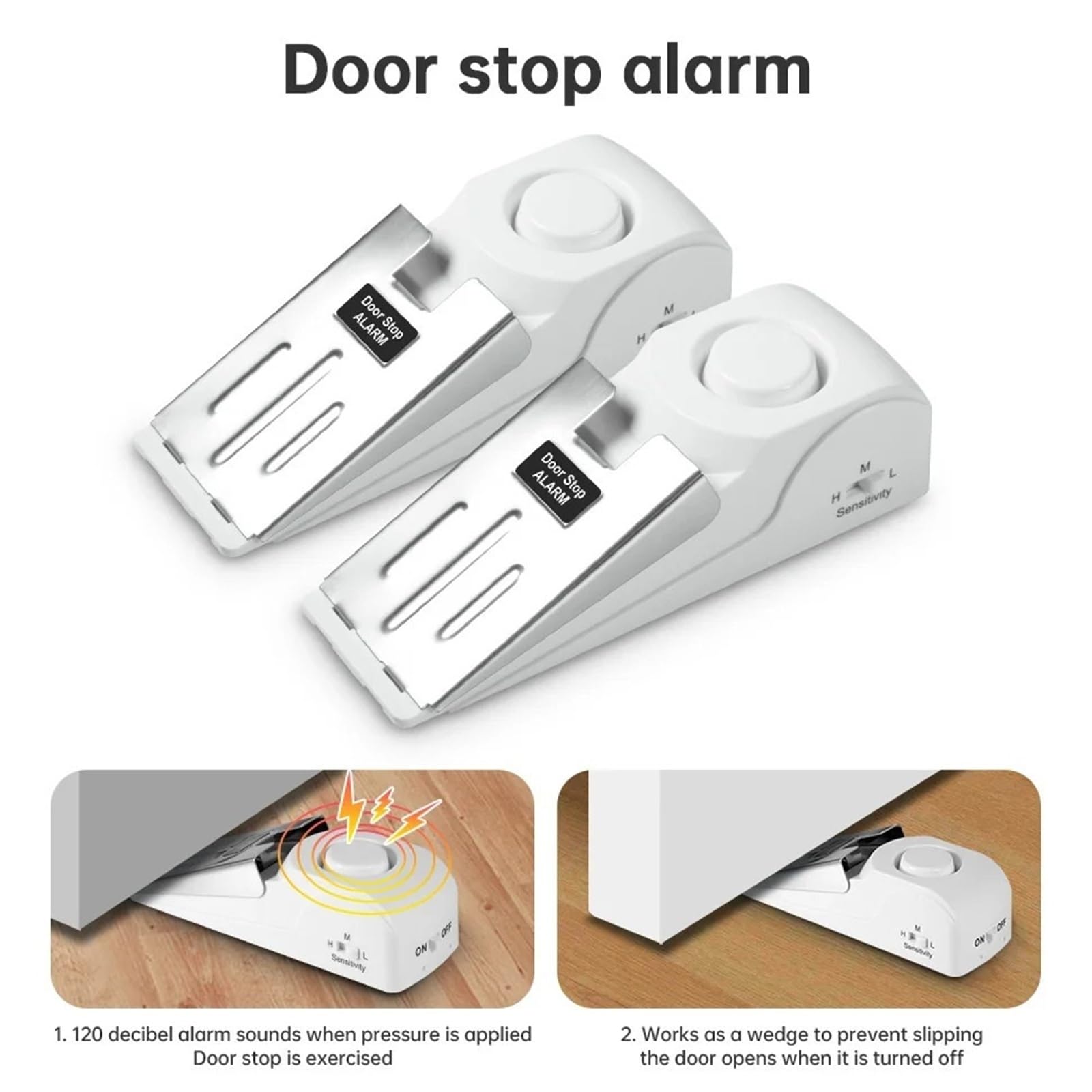 Tope Para Puerta Con Alarma Alarma de tope puerta inalámbrica 120 dB con kit seguridad cerradura