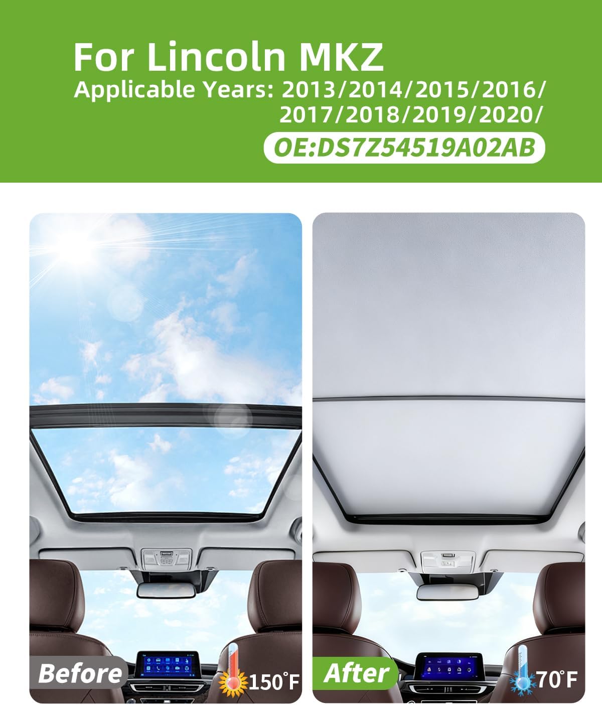 Car Sunroof Sunshade Cover Curtain Car Accessories for Lincoln MKZ,DS7Z54519A02AB,Sun Protection Sunroof Shade fit for 2013 2014 2015 2016 2017 2018 2019 2020 (Beige,1PCS,JL0M045Z)