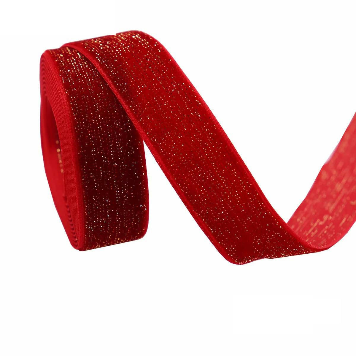 y Suaves Cintas de Terciopelo, Cinta navideña de Terciopelo Rojo Brillante for Año Nuevo, 5 Yardas, Guirnalda, Envoltura de Regalos, Coronas(20mm)