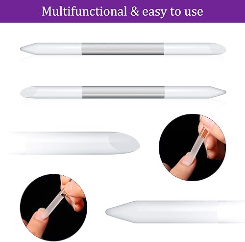 Miniatura 4 de Juego de limas de uñas de cristal de 6 piezas, limas de uñas de cristal sintético, limas de vidrio de doble cara con estuche y recortador de