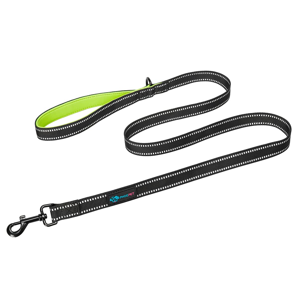 PHOEPET 5 Feet Heavy Duty Dog Leash - Reflective - Soft Padded Handle Traffic Grip for Extra Control (L,Green)