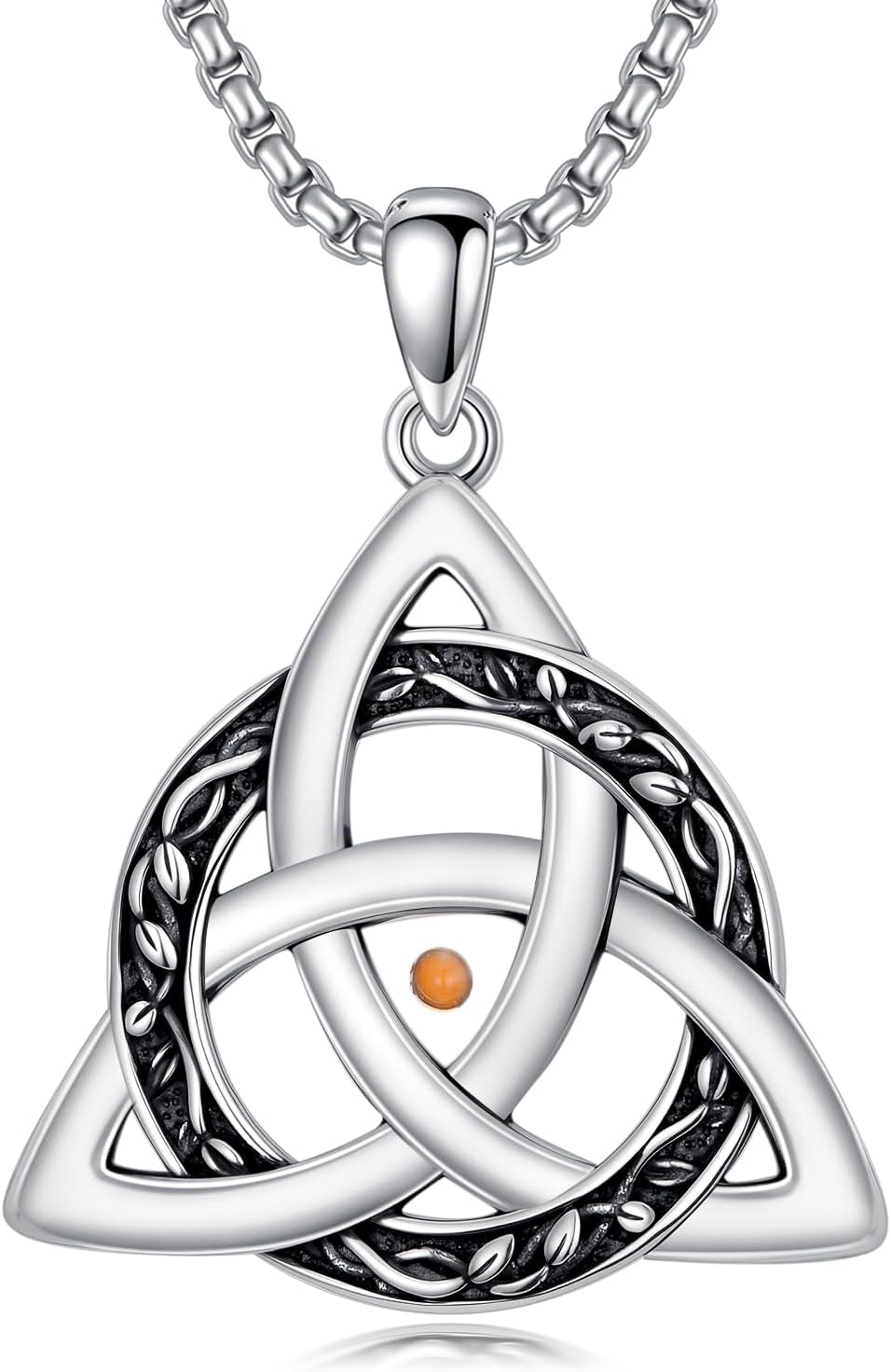 ROMANTICWORK Mustard Seed Necklace 925 Sterling Silver Teardrop Filigree Celtic Knot Pendant Irish Celtic Filigree Jewelry for Women Men Birthday Gifts